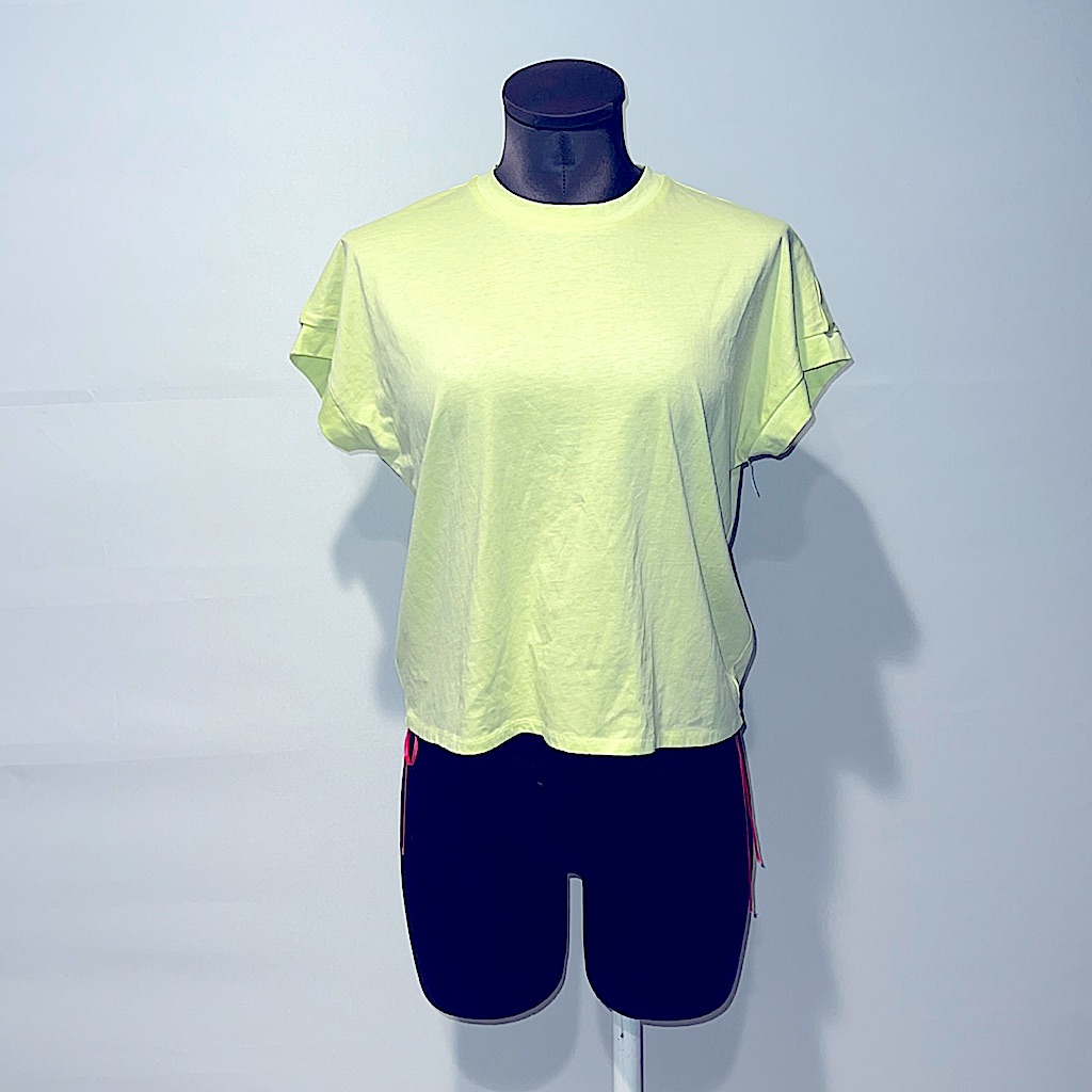 Forever 21 Neon Yellow Shortsleeve Tee With Cut Out Circle On Back